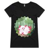 Forest Nine Tailed Fox Womens VNeck TShirt