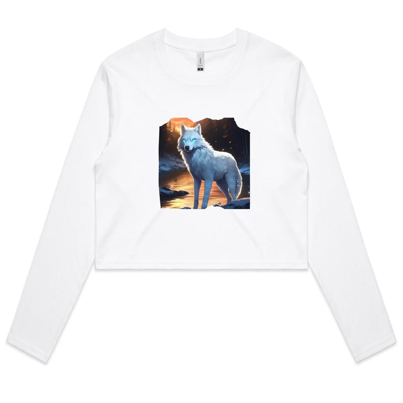 White Wolf AS Colour - Women's Long Sleeve Crop Tee Ogo Merch
