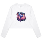 Pretty Unicorn AS Colour Women's Long Sleeve Crop Tee