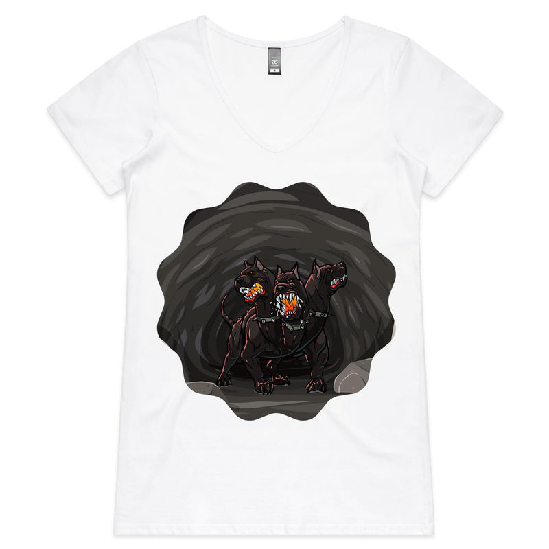 Cave Cerberus AS Colour Bevel Womens VNeck TShirt Ogo Merch