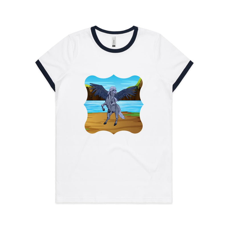 Beach Pegasus AS Colour Women's Ringer Tee Ogo Merch