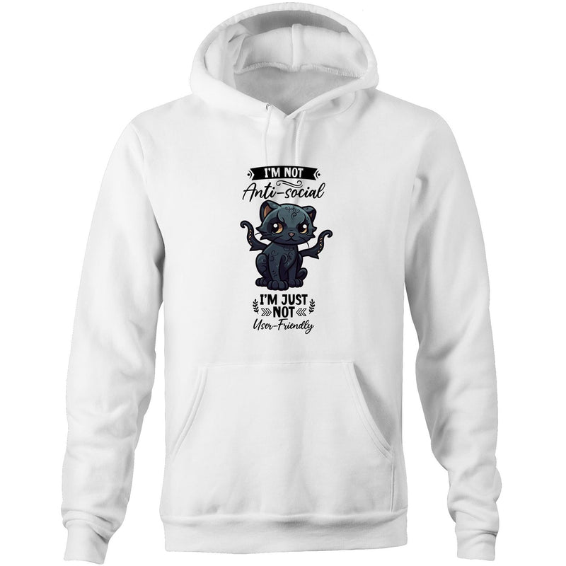 Antisocial Cat Monster AS Colour Stencil - Pocket Hoodie Sweatshirt Ogo Merch