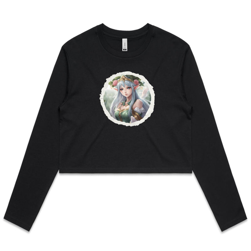 Framed Elf AS Colour - Women's Long Sleeve Crop Tee Ogo Merch