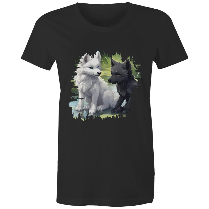 Two Wolves AS Colour - Women's Maple Organic Tee Ogo Merch