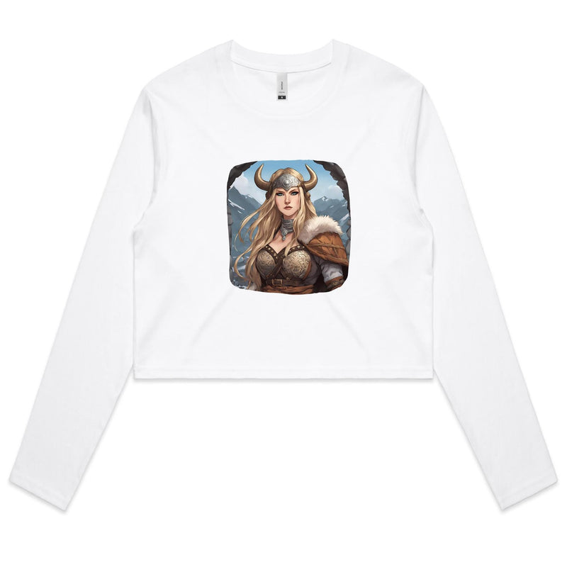 Viking Girl AS Colour - Women's Long Sleeve Crop Tee Ogo Merch