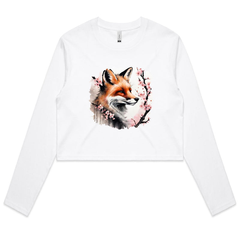 Fox and Tree AS Colour - Women's Long Sleeve Crop Tee Ogo Merch