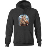 Viking Girl AS Colour Stencil - Pocket Hoodie Sweatshirt