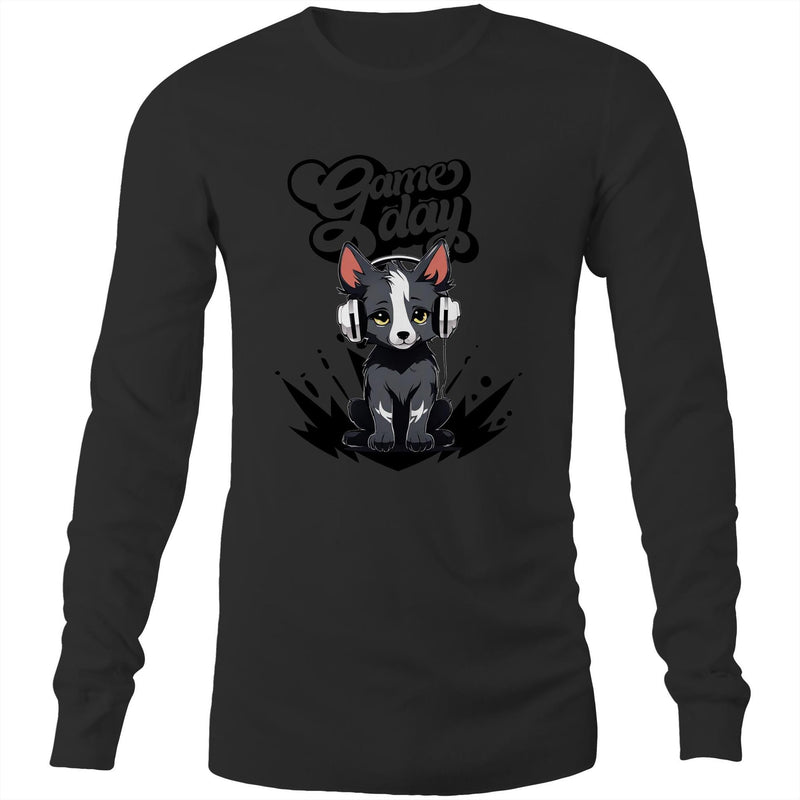 Game Day Pup AS Colour Base Mens Long Sleeve TShirt Ogo Merch