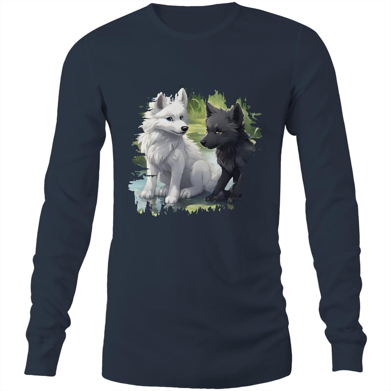 Two Wolves AS Colour Base Mens Long Sleeve TShirt Ogo Merch