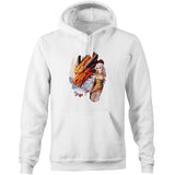 Lady and Pet Dragon AS Colour Stencil - Pocket Hoodie Sweatshirt