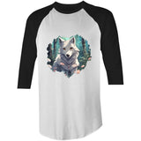 Wolf Print AS Colour Raglan 3/4 Sleeve TShirt