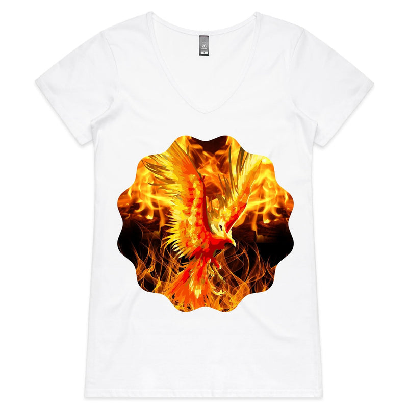 Flaming Phoenix AS Colour Bevel Womens Vneck Tshirt Ogo Merch