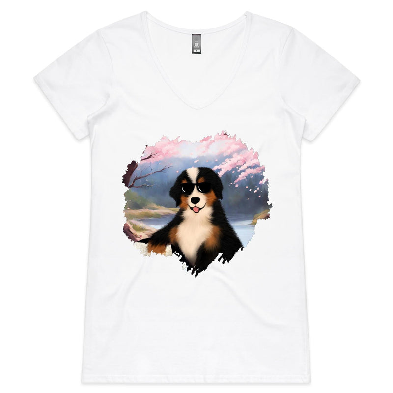 Cool Dog AS Colour Bevel Womens Vneck Tshirt Ogo Merch