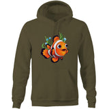 Clown Fish AS Colour Stencil - Pocket Hoodie Sweatshirt