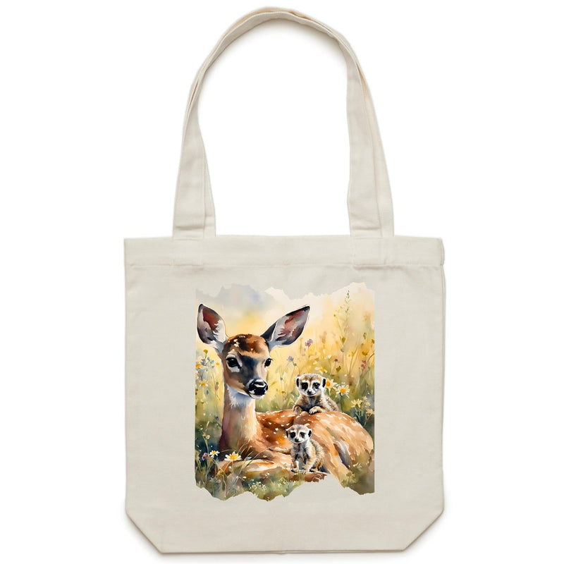 Deer and Meerkats AS Colour - Carrie - Canvas Tote Bag Ogo Merch