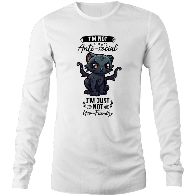 Antisocial Cat Monster AS Colour Base - Mens Long Sleeve T-Shirt Ogo Merch