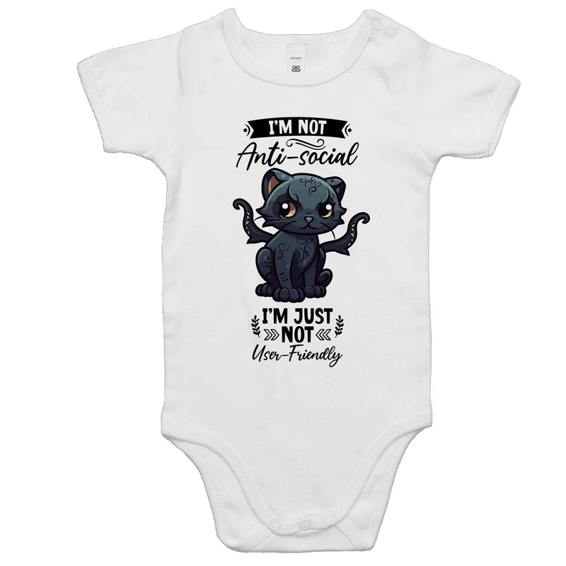 Antisocial Cat Monster AS Colour Mini Me - Baby Onesie Romper Ogo Merch