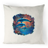 Dolphins 100% Linen Cushion Cover