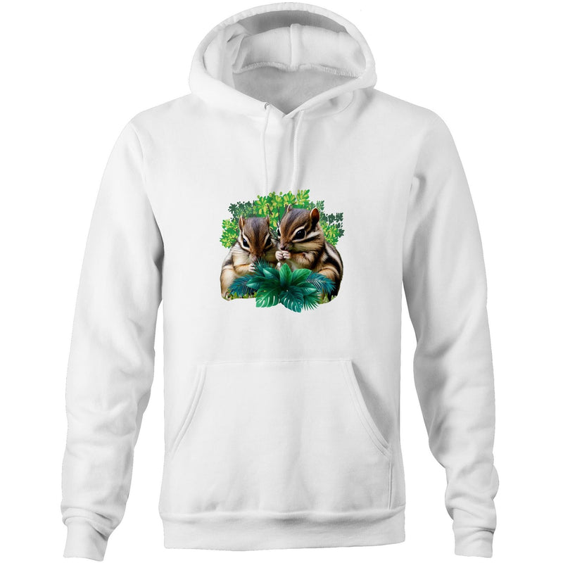 Cute Chipmunks AS Colour Stencil - Pocket Hoodie Sweatshirt Ogo Merch