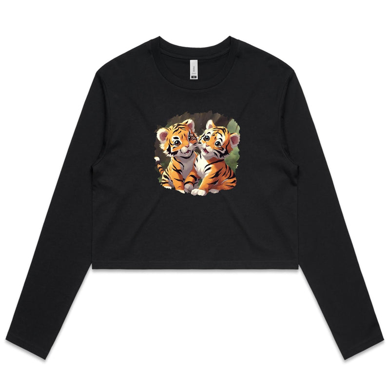 Baby Tiger AS Colour - Women's Long Sleeve Crop Tee Ogo Merch