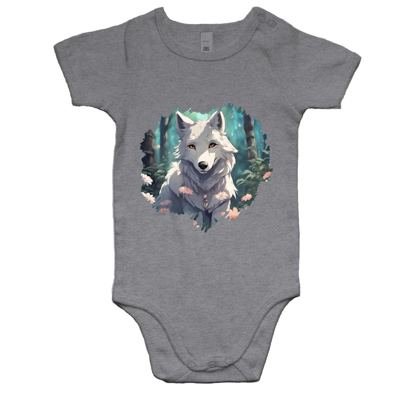 Wolf Print AS Colour Mini Me Baby Onesie Romper Ogo Merch