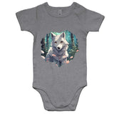 Wolf Print AS Colour Mini Me Baby Onesie Romper