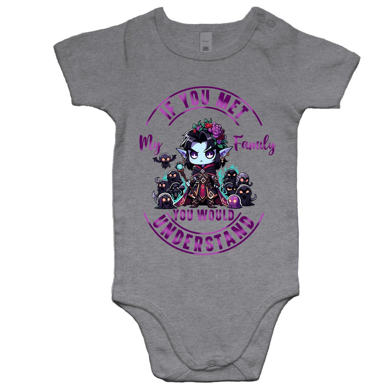 Meet my Family Angry Girl AS Colour Mini Me - Baby Onesie Romper Ogo Merch