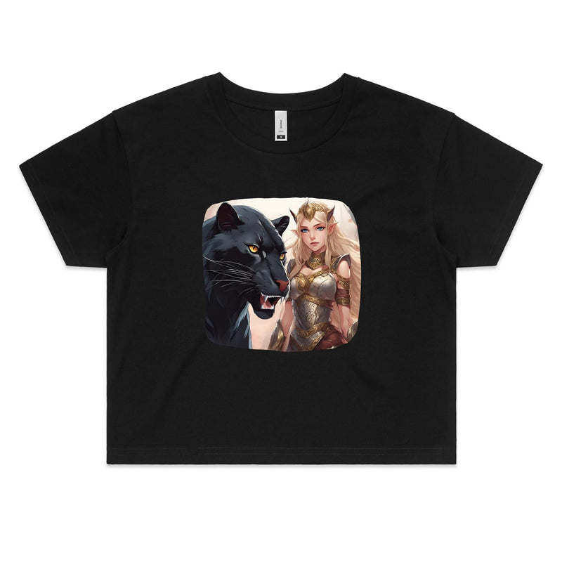 Panther and Elf AS Colour - Women's Crop Tee Ogo Merch