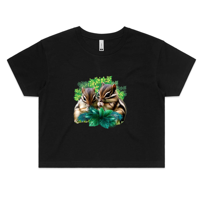 Cute Chipmunks AS Colour - Women's Crop Tee Ogo Merch
