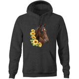 Sunflower Horse AS Colour Stencil - Pocket Hoodie Sweatshirt