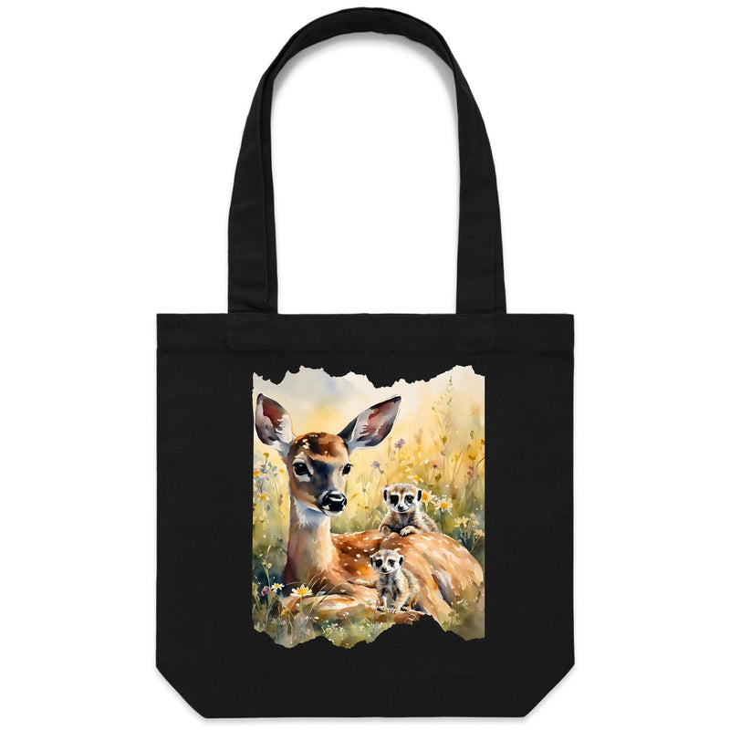 Deer and Meerkats AS Colour - Carrie - Canvas Tote Bag Ogo Merch