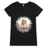 Angel Girl AS Colour Bevel - Womens V-Neck T-Shirt