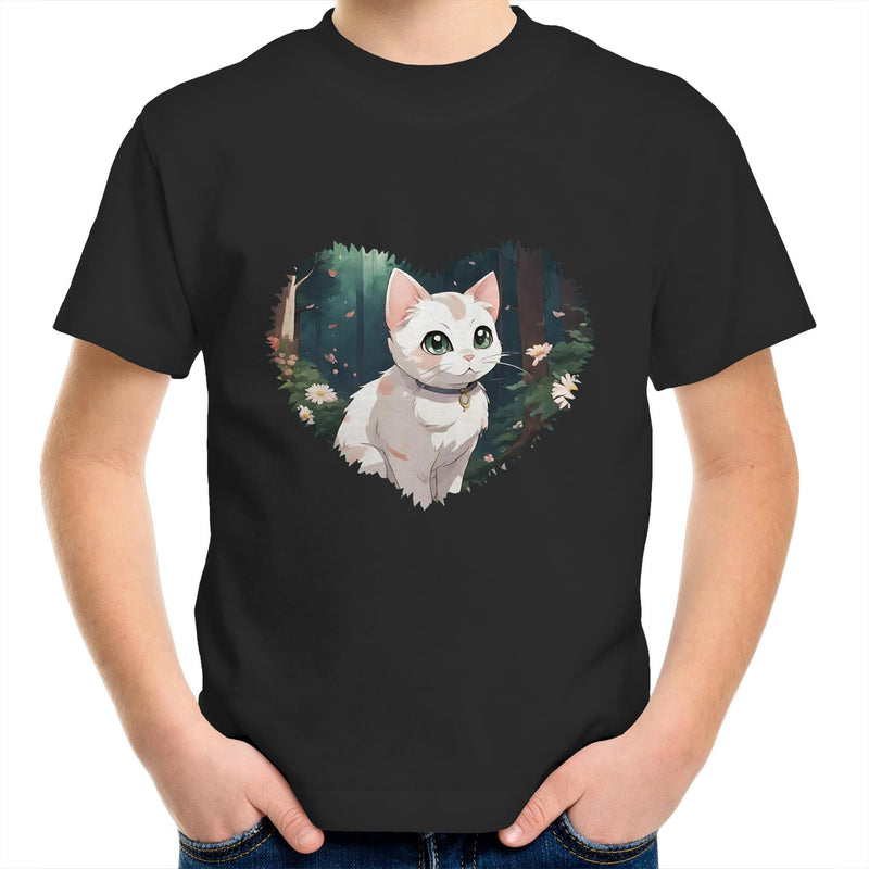Cat in Heart AS Colour Kids Youth T-Shirt Ogo Merch