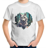 Wolf Print AS Colour Kids Youth TShirt