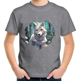 Wolf Print AS Colour Kids Youth TShirt