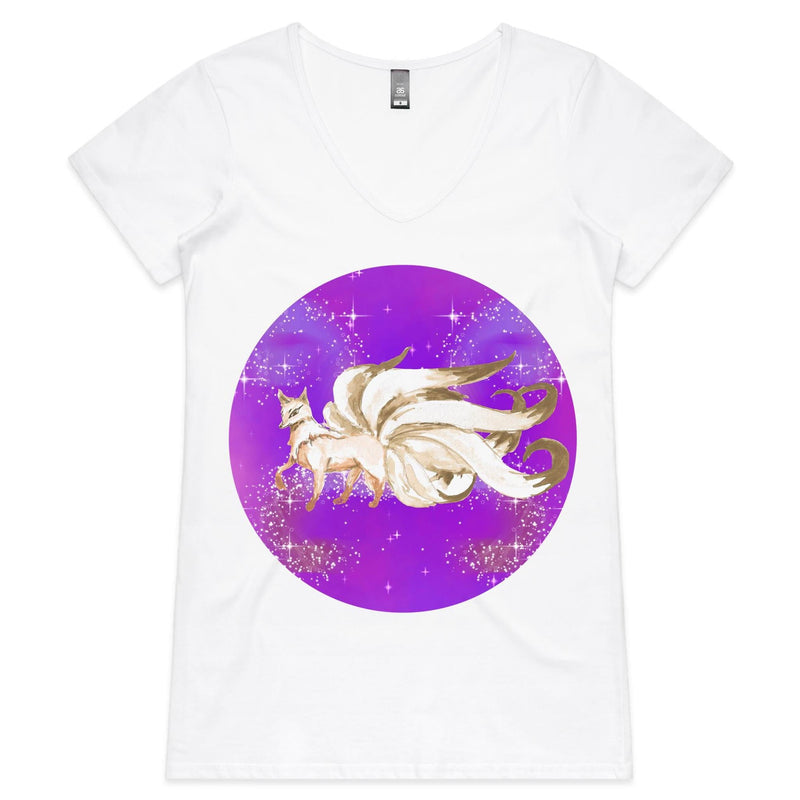 Shining Nine Tailed Fox Womens VNeck TShirt Ogo Merch