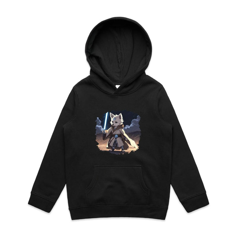 Wolf with Lightsaber AS Colour Youth Supply Hood Ogo Merch