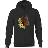 Sunflower Horse AS Colour Stencil - Pocket Hoodie Sweatshirt