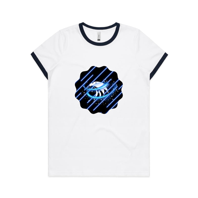 Blue Swirl Eagle AS Colour Women's Ringer Tee Ogo Merch