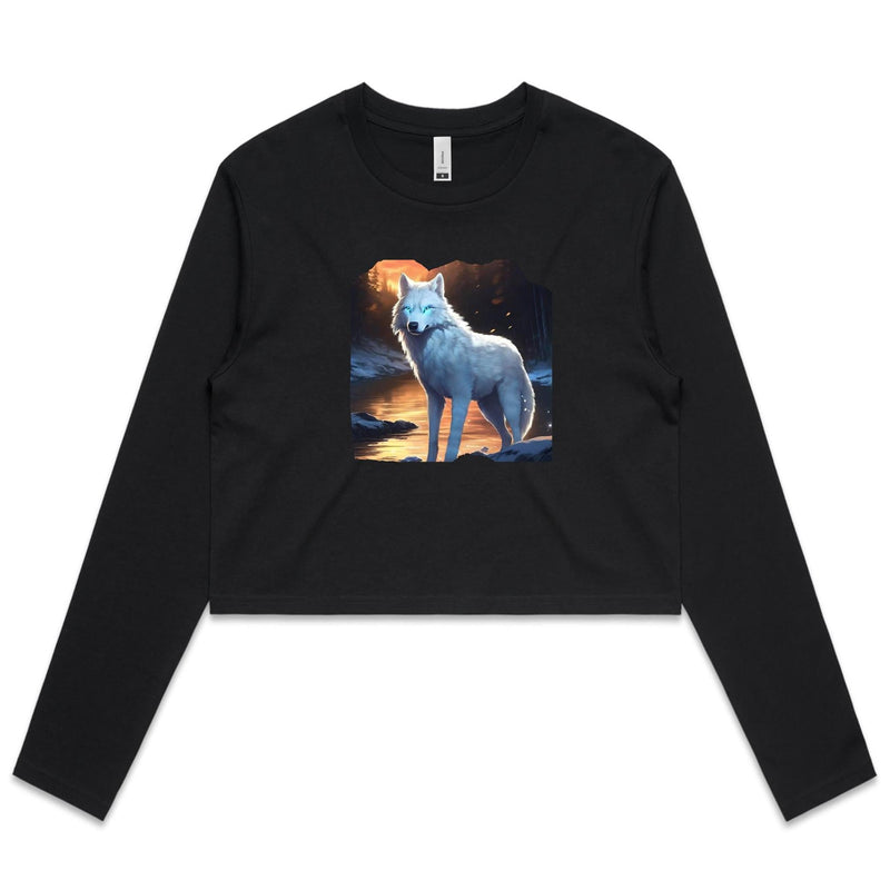 White Wolf AS Colour - Women's Long Sleeve Crop Tee Ogo Merch