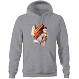 Lady and Pet Dragon AS Colour Stencil - Pocket Hoodie Sweatshirt