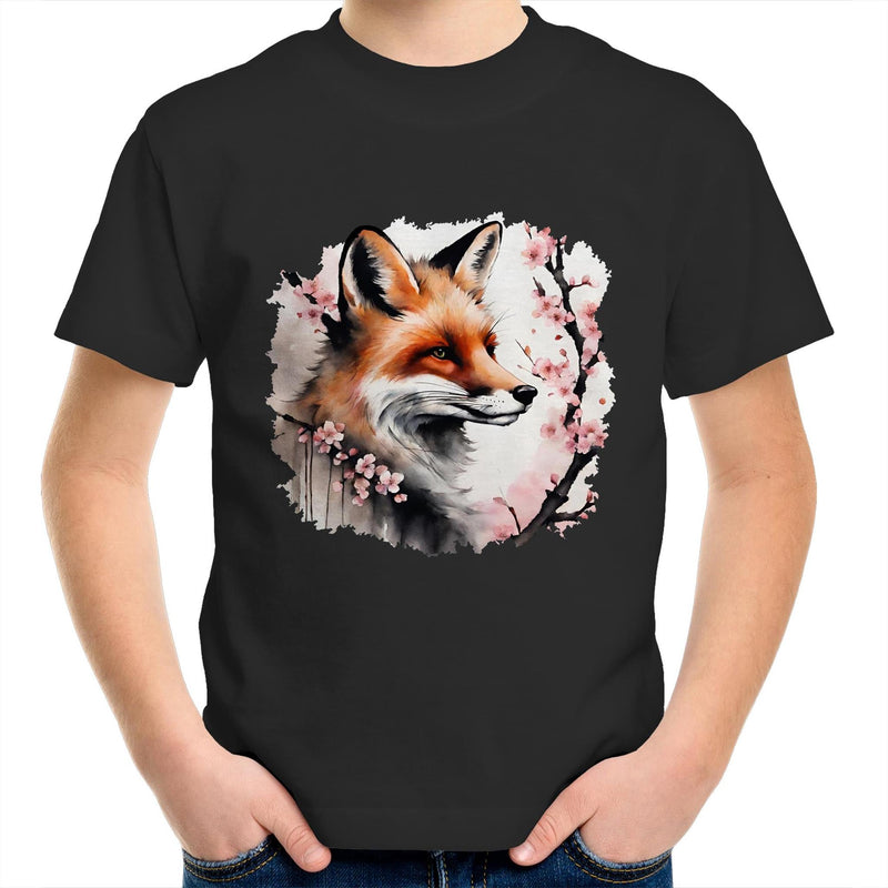 Fox and Tree AS Colour Kids Youth T-Shirt Ogo Merch