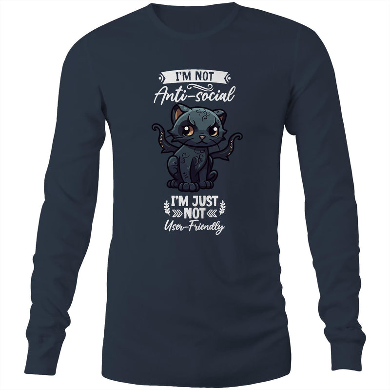 Antisocial Cat Monster AS Colour Base - Mens Long Sleeve T-Shirt Ogo Merch