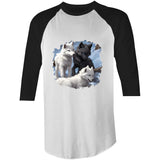 Three Wolves AS Colour Raglan - 3/4 Sleeve T-Shirt