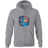 Dolphins AS Colour Stencil - Pocket Hoodie Sweatshirt