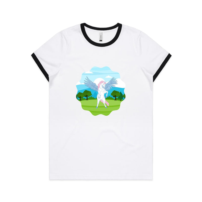 Colourful Pegasus AS Colour Women's Ringer Tee Ogo Merch