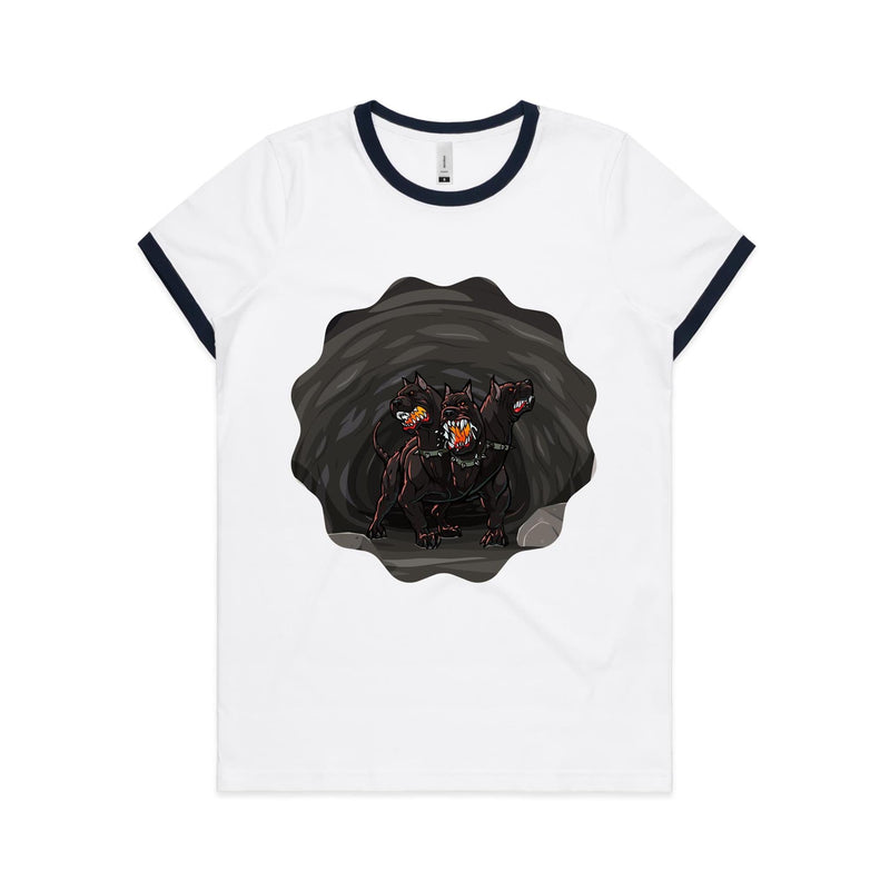 Cave Cerberus AS Colour Women's Ringer Tee Ogo Merch