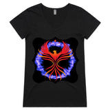 Fire Ring Phoenix AS Colour Bevel Womens VNeck TShirt