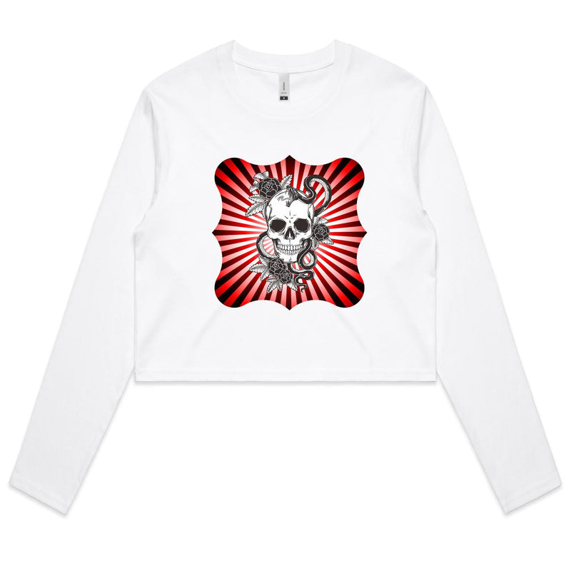 Snake and Skull AS Colour Women's Long Sleeve Crop Tee Ogo Merch