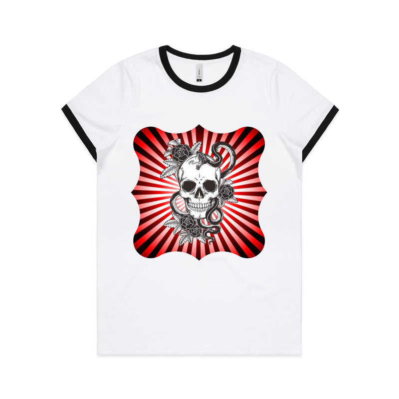 Snake and Skull AS Colour Women's Ringer Tee Ogo Merch